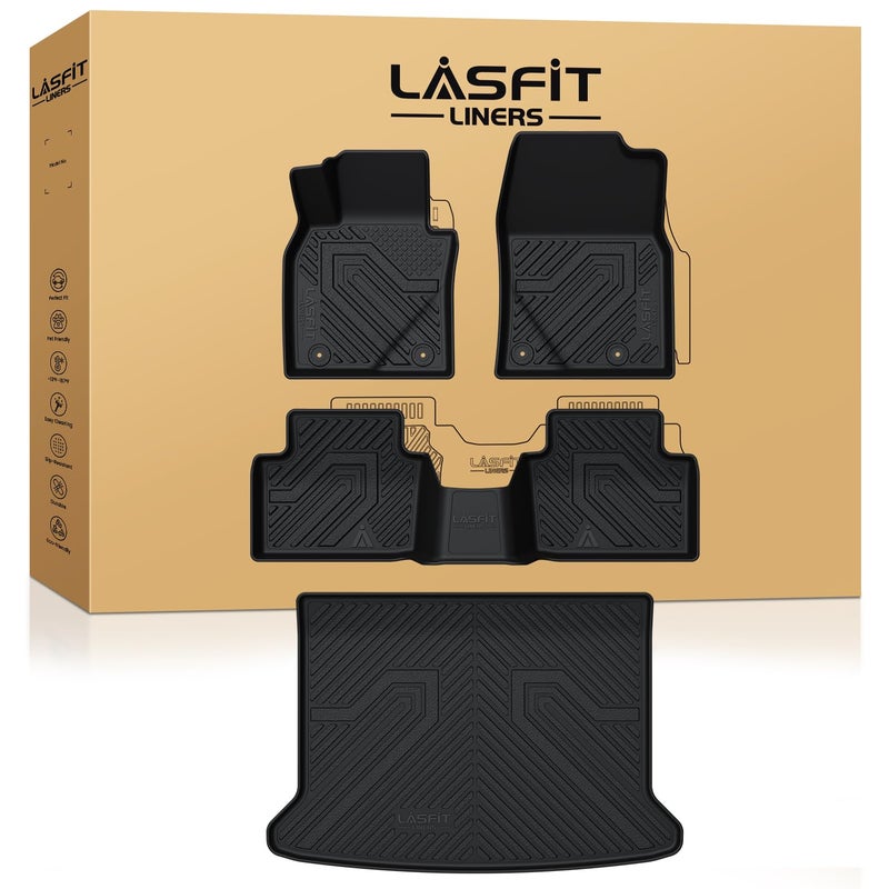 LASFIT Floor Mats  Trunk Mat for Mazda CX30 20202026 All Weather TPE Custom Fit 2026 2025 2024 2023 2022 2021 2020 Floor Liners Car Mats Accessories 1st  2nd Row  Cargo Mats Black